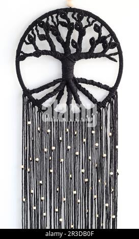 Arbre de vie de macrame noir Banque D'Images