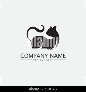 logo de chat et vecteur animal icône empreinte logo de chaton calico symbole de chien dessin animé caractère signe illustration conception doodle Illustration de Vecteur