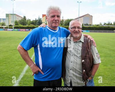 GDR joueurs nationaux de football et légendes Wolfgang Seguin et Wolfgang Steinbach 1.FC Magdeburg Banque D'Images