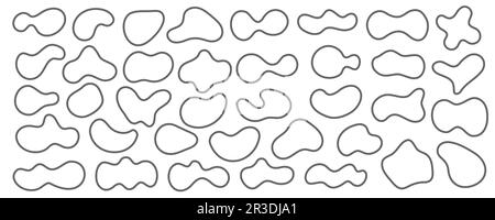 Ensemble de formes de blob organiques. Éléments liquides amorphes. Amoeba fluides irréguliers desseins. Éponges Memphis aléatoires. Vecteur. Illustration de Vecteur