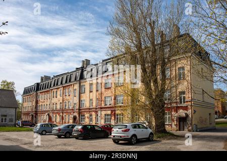 Maison des ingénieurs, un bâtiment Art Nouveau abandonné construit en 1914, à Kopli 77, dans le quartier de Kopli, à Tallinn, en Estonie Banque D'Images