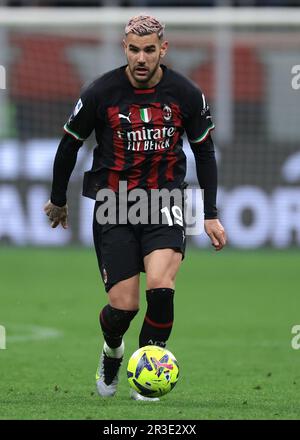 Milan, Italie, 20th mai 2023. Theo Hernandez de l'AC Milan pendant la série Un match à Giuseppe Meazza, Milan. Le crédit photo devrait se lire: Jonathan Moscrop / Sportimage Banque D'Images