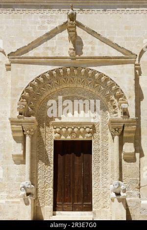 Détails de la cathédrale de Matera, Cattedrale di Maria Santissima della Bruna e Sant'Eustache, dans la région Basilicate en Italie Banque D'Images