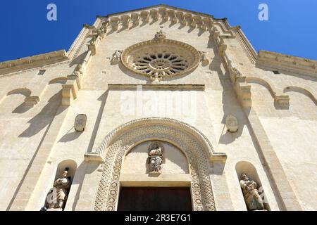 Détails de la cathédrale de Matera, Cattedrale di Maria Santissima della Bruna e Sant'Eustache, dans la région Basilicate en Italie Banque D'Images