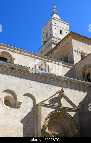 Détails de la cathédrale de Matera, Cattedrale di Maria Santissima della Bruna e Sant'Eustache, dans la région Basilicate en Italie Banque D'Images