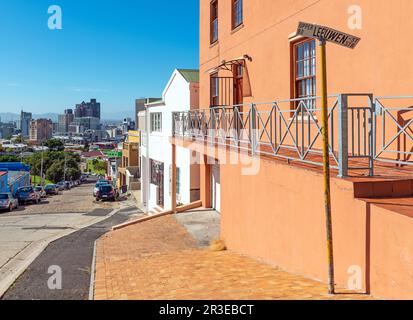 Quartier de Bo Kaap malay et centre-ville du Cap, le Cap, Afrique du Sud. Banque D'Images