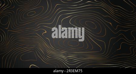 Fond abstrait de luxe avec motif doré linéaire recourbé. Illustration vectorielle des ondes circulantes de diffusion. Brillance légère, concept de design haut de gamme Illustration de Vecteur