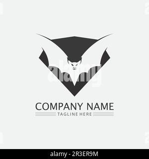 Logo de chauve-souris animal et vecteur, ailes, noir, halloween, vampire, gothique, illustration, icône de chauve-souris design Illustration de Vecteur