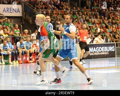 Magnus Saugstrup (SC Magdeburg ) Handball-Bundesliga saison 2021-22 SC Magdeburg vs TVB Stuttgart à la GeTEC Arena Magdeburg. Banque D'Images