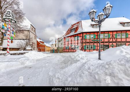 Photos d'hiver de Harzgerode dans la vallée de Harz Selke Banque D'Images