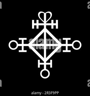 Symbole de l'amour. Sigil de protection en noir et blanc. Amulets magiques. Peut être utilisé comme tatouage, logos et imprimés. Banque D'Images