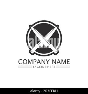 Icône de cuisine du chef et du couteau vecteur Ménagère symbole ustensiles de cuisine pour la cuisine logo design Illustration de Vecteur