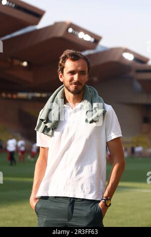 Monaco, Monaco. 23rd mai 2023. Monaco, 23 mai 2023. Daniil Medvedev assiste à un match de football de charité au stade Louis II de Monaco sur 23 mai 2023. Le World Stars football Match a eu lieu mardi soir avant le Grand Prix de Monaco de Formule 1 et a été joué par l'équipe de pilotes, dont F1 pilotes, et le Star Team MC. Cette année marque l'organisation 30th de l'événement caritatif. Credit: Beata Zawrzel/Alay Live News Banque D'Images