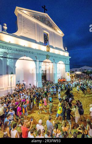 Jaleo, danse traditionnelle avec les chevaux, à l'origine du 14th siècle, festivals de Sant Lluís, Minorque, iles baléares, Espagne. Banque D'Images