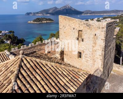 Castell de Sant Elm , ancien hôpital et tour de défense, datant du 14th siècle, Sant Elm, côte andratx, Majorque, Iles Baléares, Espagne. Banque D'Images
