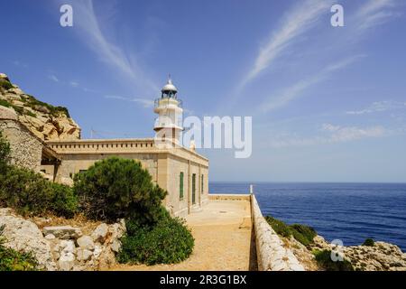 Faro de Tramuntana, año 1907. Parque Natural de Sa Dragonera. Isla Dragonera. La sierra de Tramuntana. Mallorca. Islas Baleares. L'Espagne. Banque D'Images