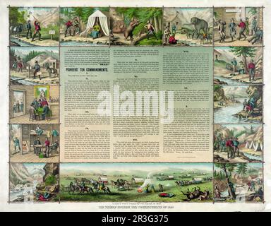 Le pionnier des mineurs dix Commandements de 1849. Banque D'Images