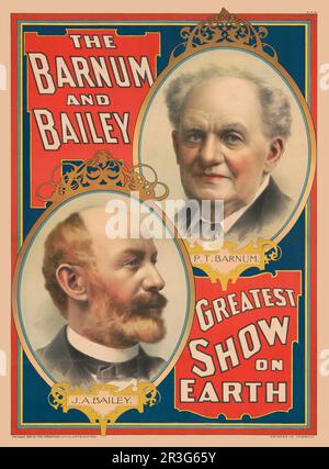 Portraits de P.T. Barnum et J.A. Bailey, vers 1897. Le plus grand spectacle de Barnum & Bailey sur Terre. Banque D'Images