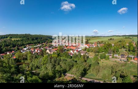 Vue sur Güntersberge dans les montagnes Harz Selketal Banque D'Images