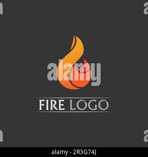 Logo et icône feu, élément flamboyant à chaud Vector flamme illustration design énergie, chaud, avertissement, signe de cuisson, logo, icône, lumière, chauffage électrique Illustration de Vecteur