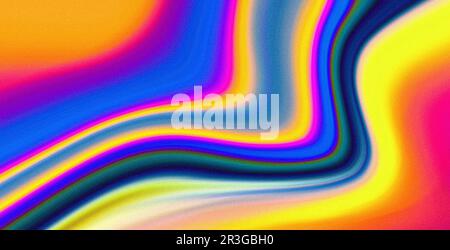 Arrière-plan rétro coloré abstrait couleur vive vague motif bleu magenta jaune liquide flux de peinture Banque D'Images