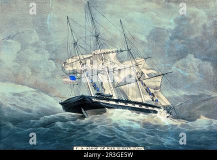 ÉTATS-UNIS Boucle de guerre de la marine USS Albany, 22 canons. Banque D'Images