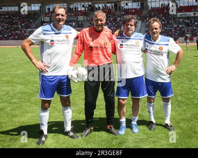 Dirk Stahmann,Holger Bahra,Axel Wittke,Stefan Minkwitz 1.FC Magdeburg avant le match sur 03.07.2022 Erfurt Banque D'Images