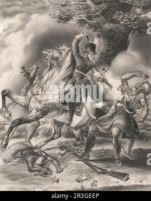 5 octobre 1813 - le colonel Richard Mentor Johnson de tir Tecumseh pendant la bataille de la Tamise. Banque D'Images