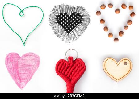 Six formes de coeur différentes Banque D'Images