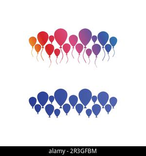 Ballons et ballons volants ballons festifs de fête brillants avec ballons brillants pour les vacances Illustration de Vecteur