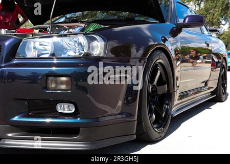 Nissan Skyline R34 avec peinture Chameleon Banque D'Images