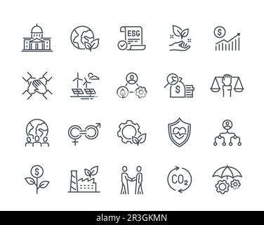 Jeu d'icônes de ligne ESG Illustration de Vecteur