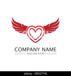 Logo Wing Bird Falcon Love Illustration de Vecteur