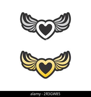 Logo Wing Bird Falcon Love Illustration de Vecteur