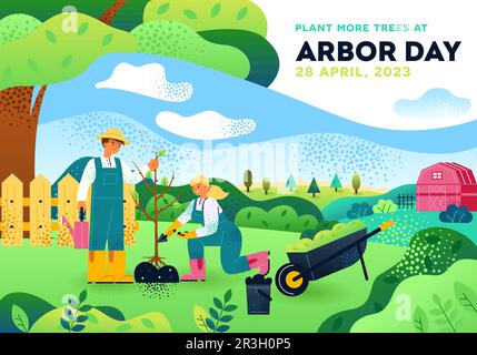 Bannière Arbor Day Illustration de Vecteur