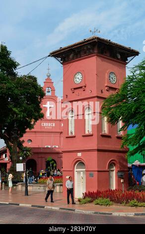 Tour de l'horloge, Christ Church, Melaka, Malaisie Banque D'Images