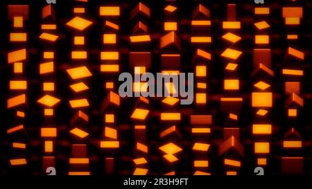 Blocs rouge et orange - concept aléatoire géométrique - rendu abstrait 3D Banque D'Images