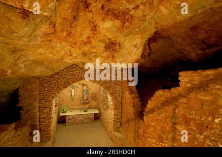 Basilica de Sa cova de Santa Agnès (s.XVI-XVII). Sant Antoni de Portmany.Ibiza.Illes Balears.España. Banque D'Images