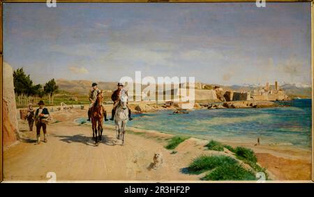 Ernest Meissonier, . Antibes. La promenade à cheval, . en 1868, . Aile sur toile, Museo de Orsay, Ministerio de Cultura y Comunicación Francés, Paris, France, Europe occidentale. Banque D'Images