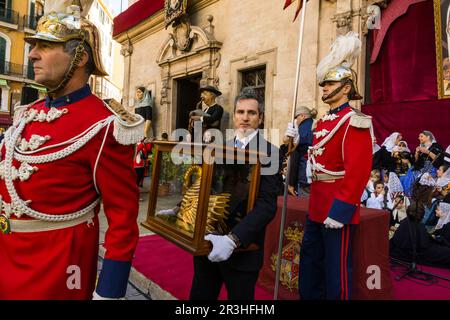 Garde d'honneur, Festa de l'Estandart, fête civique-religieuse dans la conquête chrétienne de la ville est commémorée par le roi Jaume I sur 31 décembre 1229. Palma, Majorque, Iles Baléares, Espagne, Europe. Banque D'Images