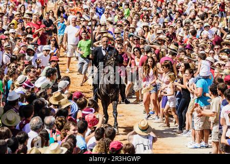 Pruebas de los juegos del Pla, Fêtes de Sant Joan. Ciutadella de Menorca.,Islas Canarias, españa. Banque D'Images