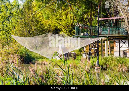 Cabane de pêche sur le lagon Banque D'Images