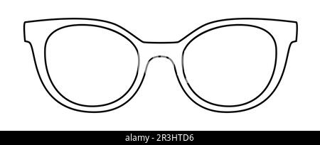 Illustration des accessoires de mode Pantos frame lunettes. Lunettes de soleil vue de face pour hommes, femmes, unisexe style silhouette, rebord plat lunettes de vue avec contour de style d'esquisse de lentille isolé sur blanc Illustration de Vecteur