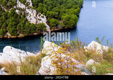 Vue sur la baie de Skradin Banque D'Images