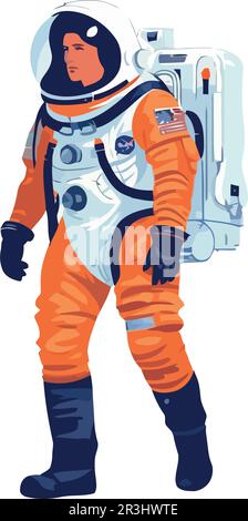 Astronaute futuriste en costume spatial Illustration de Vecteur