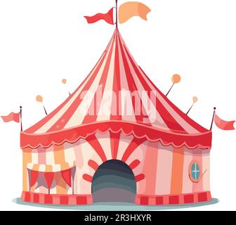 Tente de cirque colorée, les artistes célèbrent avec joie Illustration de Vecteur