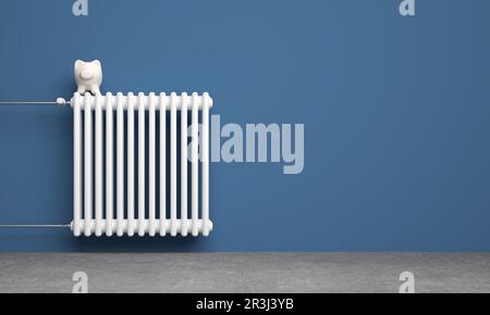 Radiateur classique devant l'arrière-plan - 3D Illustration Banque D'Images