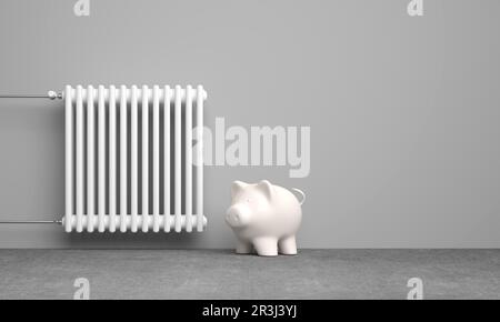 Radiateur classique devant l'arrière-plan - 3D Illustration Banque D'Images