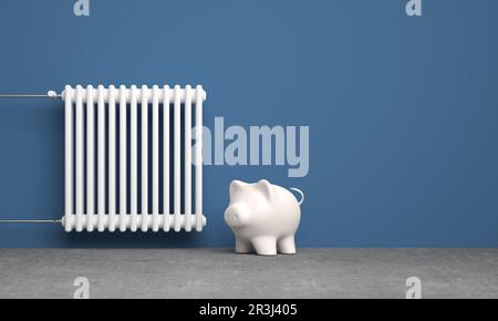 Radiateur classique devant l'arrière-plan - 3D Illustration Banque D'Images