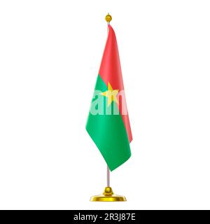 3D drapeau sur le pôle pour le sommet et la réunion politique des pays du Burkina Faso. Banque D'Images